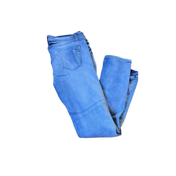 Blue Topic Los Angeles Distresed Straight Leg Y2K Denim Blue Jeans Size 17/18 - Picture 1 of 4
